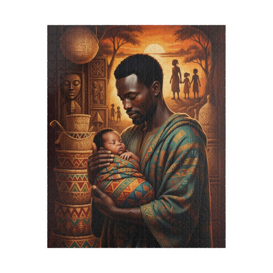 African American Cultural Heritage Jigsaw Puzzle - Family Bonding, Reflective Black Man Art, Afrocentric Puzzle The Puzzle Chest