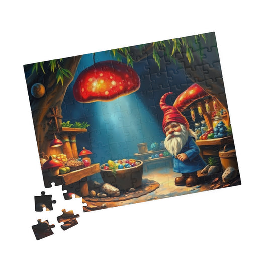 Hidden Mushroom Marketplace Puzzle, Fantasy Willow Tree Gnome Jigsaw Game for Adults and Teens, Puzzle Lover Gift, Mindfulness 110 pcs (Horizontal) Puzzle The Puzzle Chest