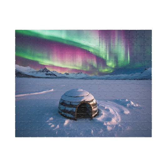 Aurora Borealis Jigsaw Puzzle - 110, 252, 520, 1014-piece Igloo Scenic Gift for Nature Lovers, Family Activity, Game Night, Cozy Gift Idea 252 pcs (Horizontal) Puzzle The Puzzle Chest