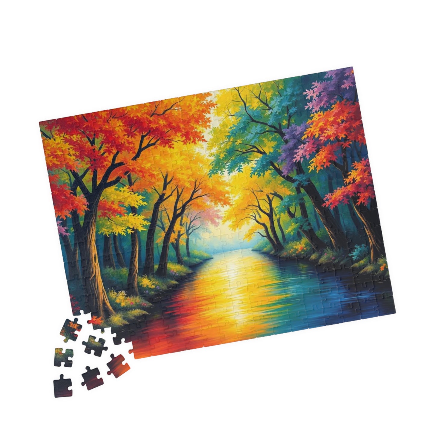 Reflections of Pride Jigsaw Puzzle, Vibrant Autumn Trees Rainbow Forest Puzzle, LGBTQ+ Nature Puzzle for Solo or Family Activity, Pride Gift Puzzle The Puzzle Chest