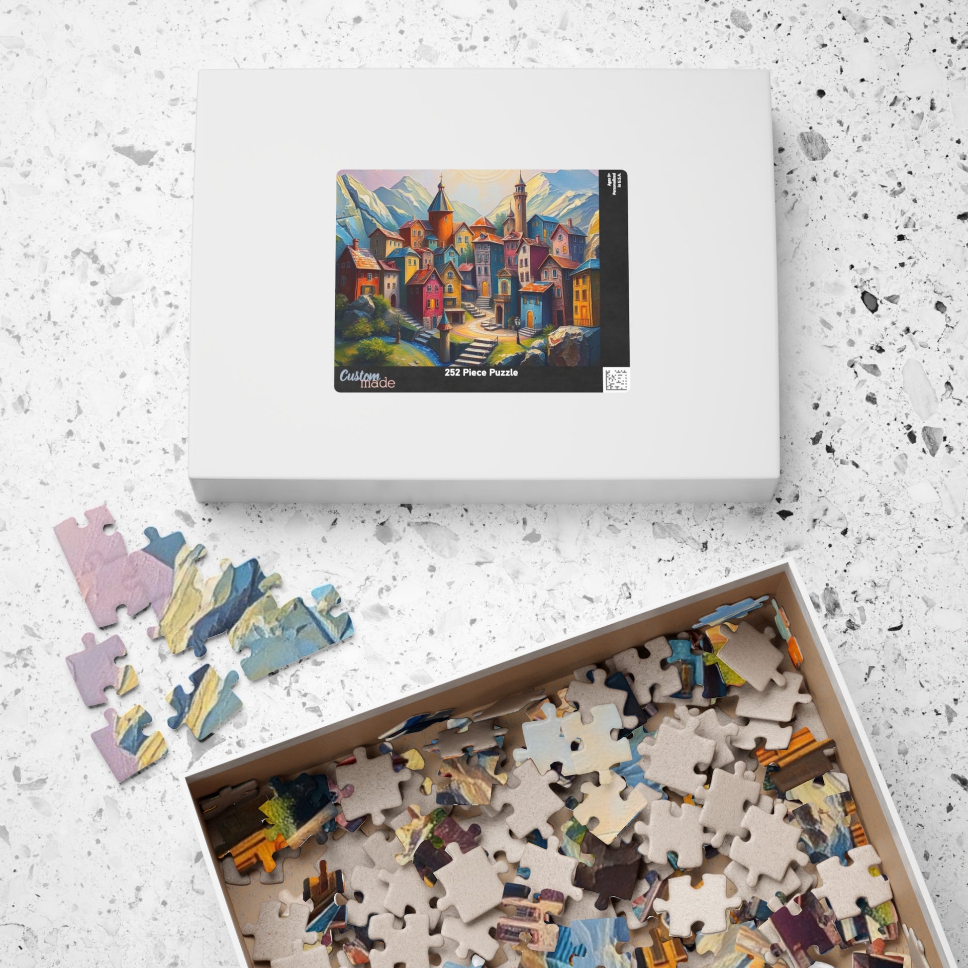 Unique 3D Village Jigsaw Puzzle 110, 252, 520, 1014-piece, Featuring a Colorful Ethereal Town Scene, Mindfulness Gift for Puzzle Enthusiast The Puzzle Chest