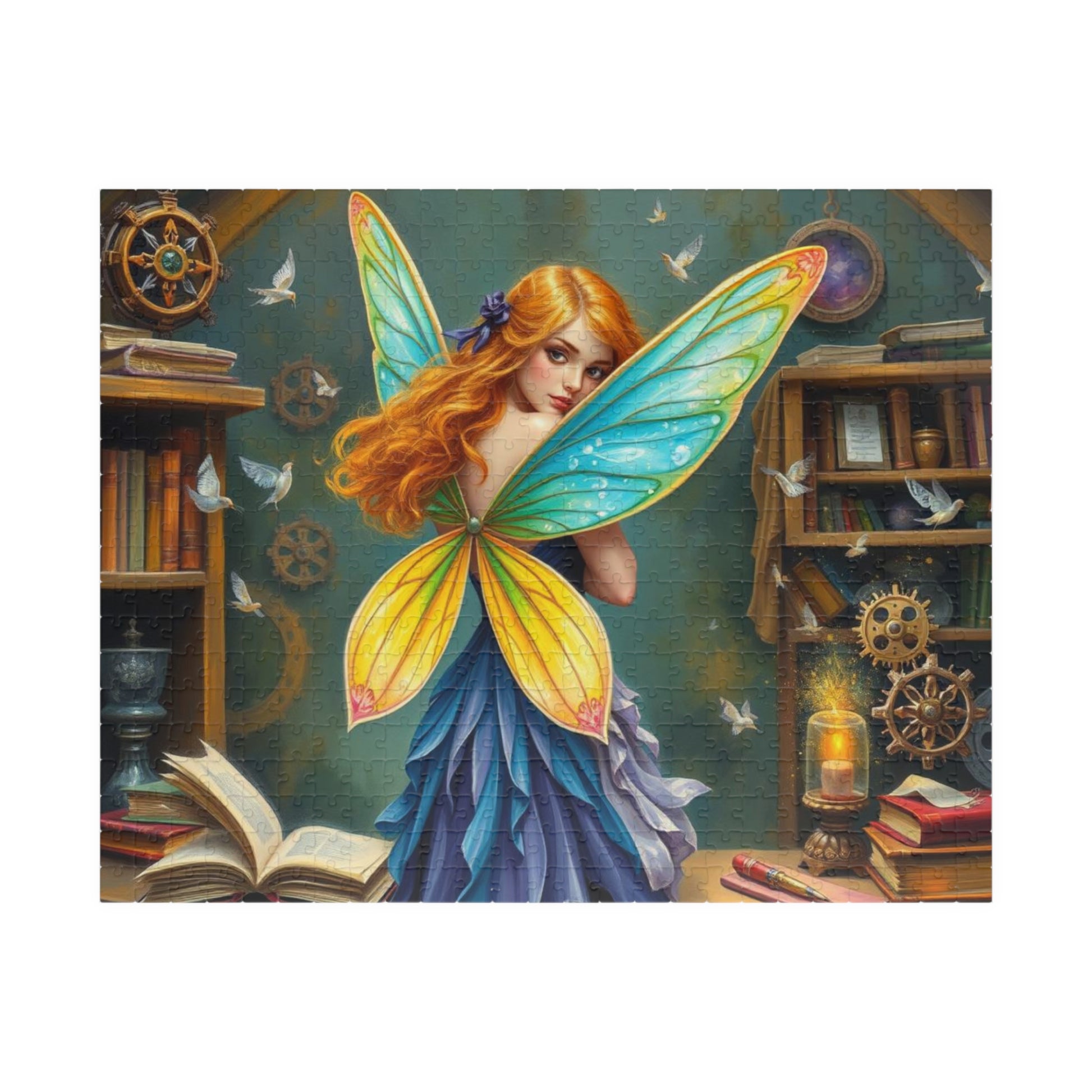 Enchanting Bookish Fairy Puzzle - Library Workshop, Steampunk Fantasy Jigsaw Puzzle Gift for Book Lovers, Puzzle Fanatics, Art Enthusiasts 520 pcs (Horizontal) Puzzle The Puzzle Chest
