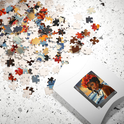 Close-Up Portrait Puzzle of Polynesian Woman, Beach Background Floral Crown Ocean Waves, Cultural Art Family Jigsaw Game, Puzzle Lover Gift Puzzle The Puzzle Chest