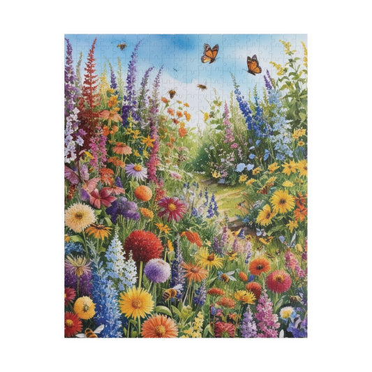 Garden Scene Jigsaw Puzzle with Wildflowers, Butterflies and Bees, 110-1014 Piece Floral Puzzle, Fun Family Activity, Creative Hobby 520 pcs (Vertical) Puzzle The Puzzle Chest