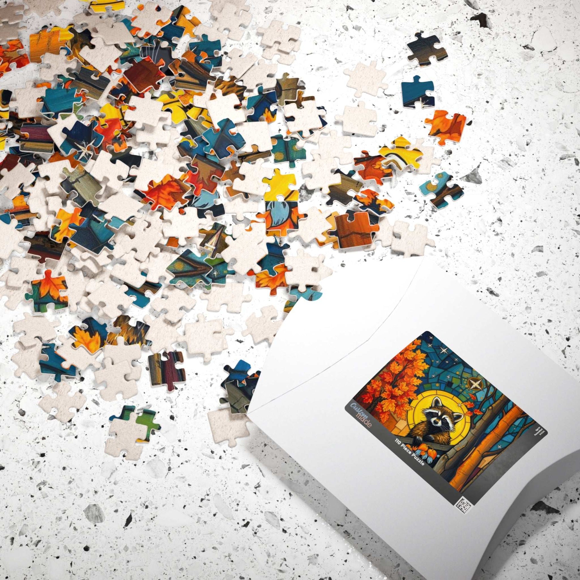 Autumn Woodland Raccoon Puzzle - 110, 252, 520, 1014-piece, Perfect for Family Fun, Cozy Nights In, Gifts, Home Decor, Fall Celebrations