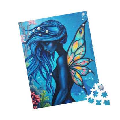 Mermaid Fairy Puzzle, Enchanting Jigsaw Game for All Ages, Gift for Puzzle Lover, Home Entertainment, Blue Art Piece, Mindfulness Activity