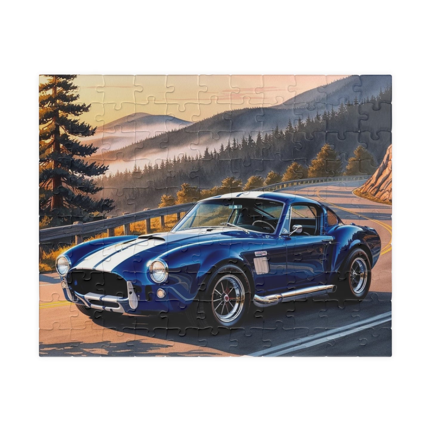 Vintage Car Puzzle, 1965 Cobra 427, Classic Muscle Car on a Scenic Mountain Road Jigsaw Game 110 pcs (Horizontal) Puzzle The Puzzle Chest