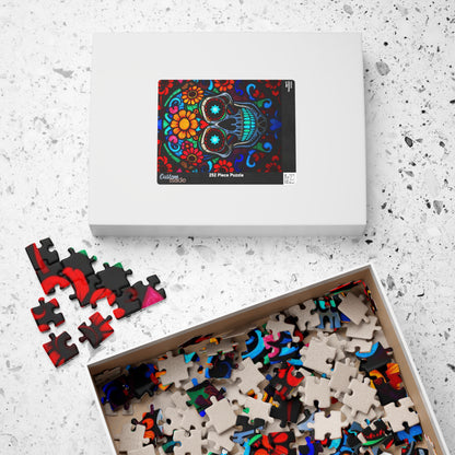 Vibrant Sugar Skull Puzzle - 110/252/520/1014 Pieces, Great Gift for Adults, Day of the Dead Decor, Fun Family Activity, Brain Teaser