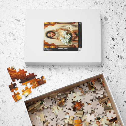 Middle Eastern Bride Puzzle with Gold Ivory Kaftan and Lanterns, Family Friendly Wedding Jigsaw Game, Mindful Activity, Puzzle Lover Gift Puzzle The Puzzle Chest