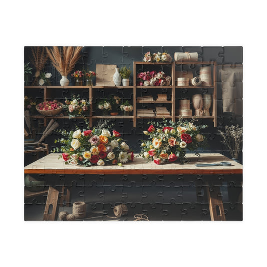 Floral Arrangement Workshop Puzzle, Cozy Flower Studio Bouquet Making Scene Jigsaw Game, Challenging Relaxing Activity, Mindfulness, Gift 110 pcs (Horizontal) Puzzle The Puzzle Chest
