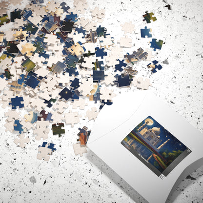 Taj Mahal Night Scene Jigsaw Puzzle, Starry Sky Iconic Landmark Tabletop Game, Family Entertainment Quiet Time Activity, Hobby Puzzle Lover Puzzle The Puzzle Chest
