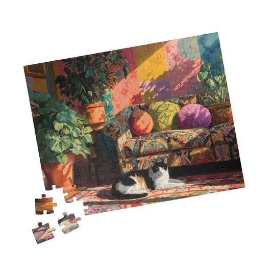 Cat in the Sunny Room – Warm Fauvist Cat Jigsaw Puzzle, Animal Theme Light-Filled Art Puzzle 110 pcs (Horizontal) Puzzle The Puzzle Chest