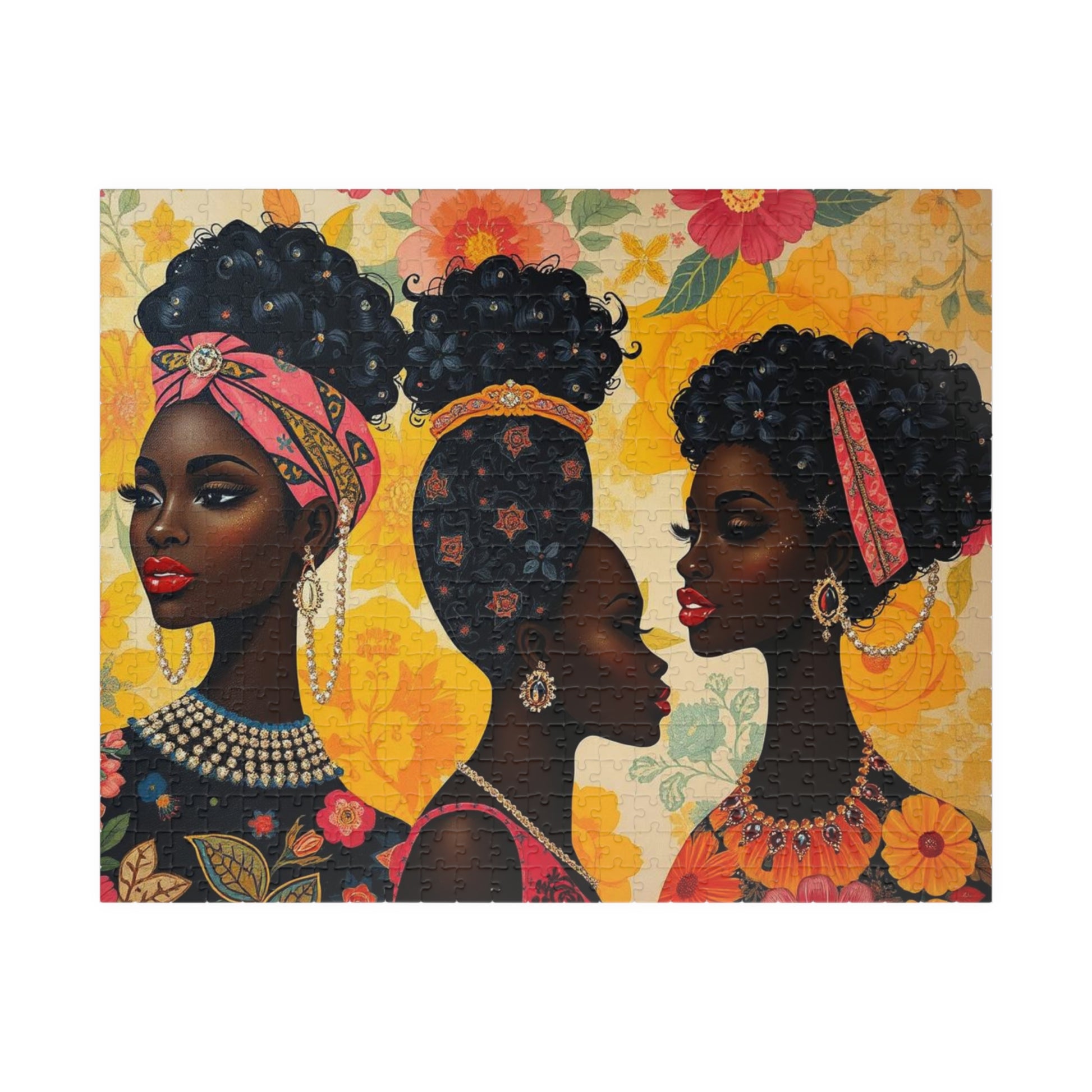 Sisters Bonding Jigsaw Puzzle, African Heritage African American Woman Empowering Art, Afrocentric Mindful Family Activity, Gift for Birthday, Holiday 520 pcs (Horizontal) Puzzle The Puzzle Chest
