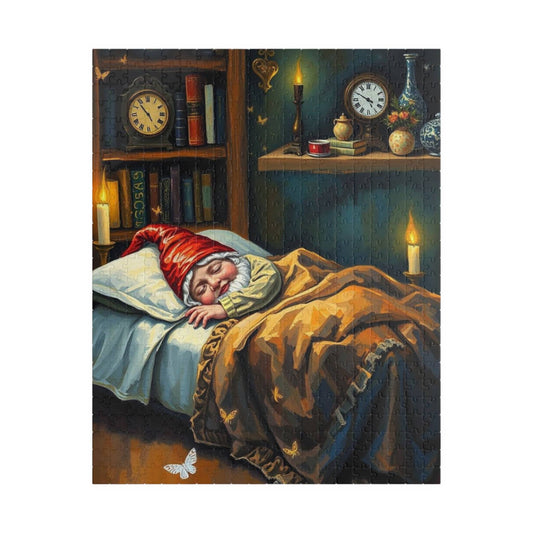 Vintage Cottagecore Gnome Bedroom Jigsaw Puzzle – Rustic Cozy Nighttime Sleeping Dwarf Puzzle The Puzzle Chest