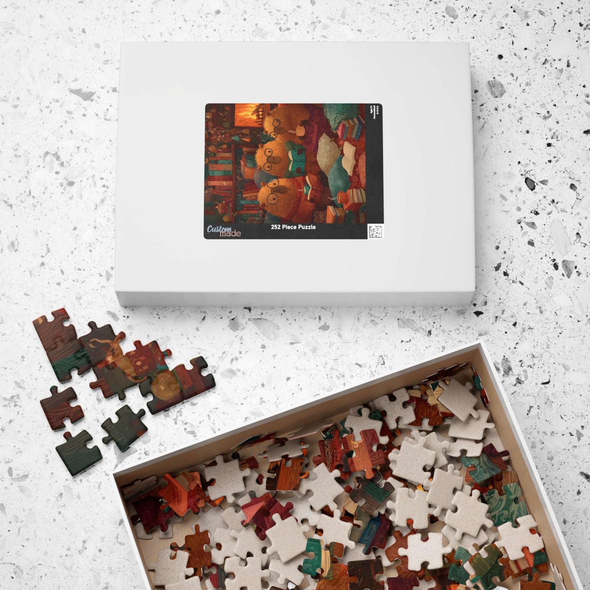 Capybaras Book Nook Jigsaw Puzzle, Cozy Animal Themed Game for Kids and Adults Puzzle The Puzzle Chest