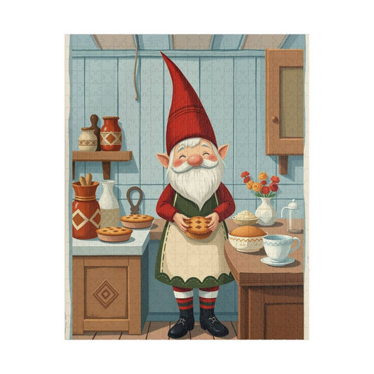 Nordic Gnome Baking Pies – Scandinavian Folk Rustic Kitchen Jigsaw Puzzle Puzzle The Puzzle Chest