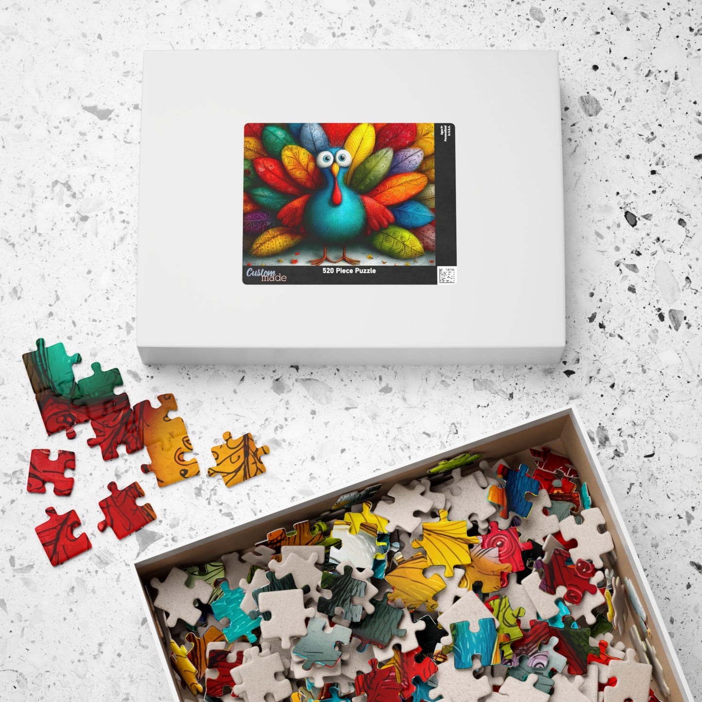 Colorful Turkey Illustration Puzzle | 110-1014 Piece Farm Animal Jigsaw Puzzle The Puzzle Chest