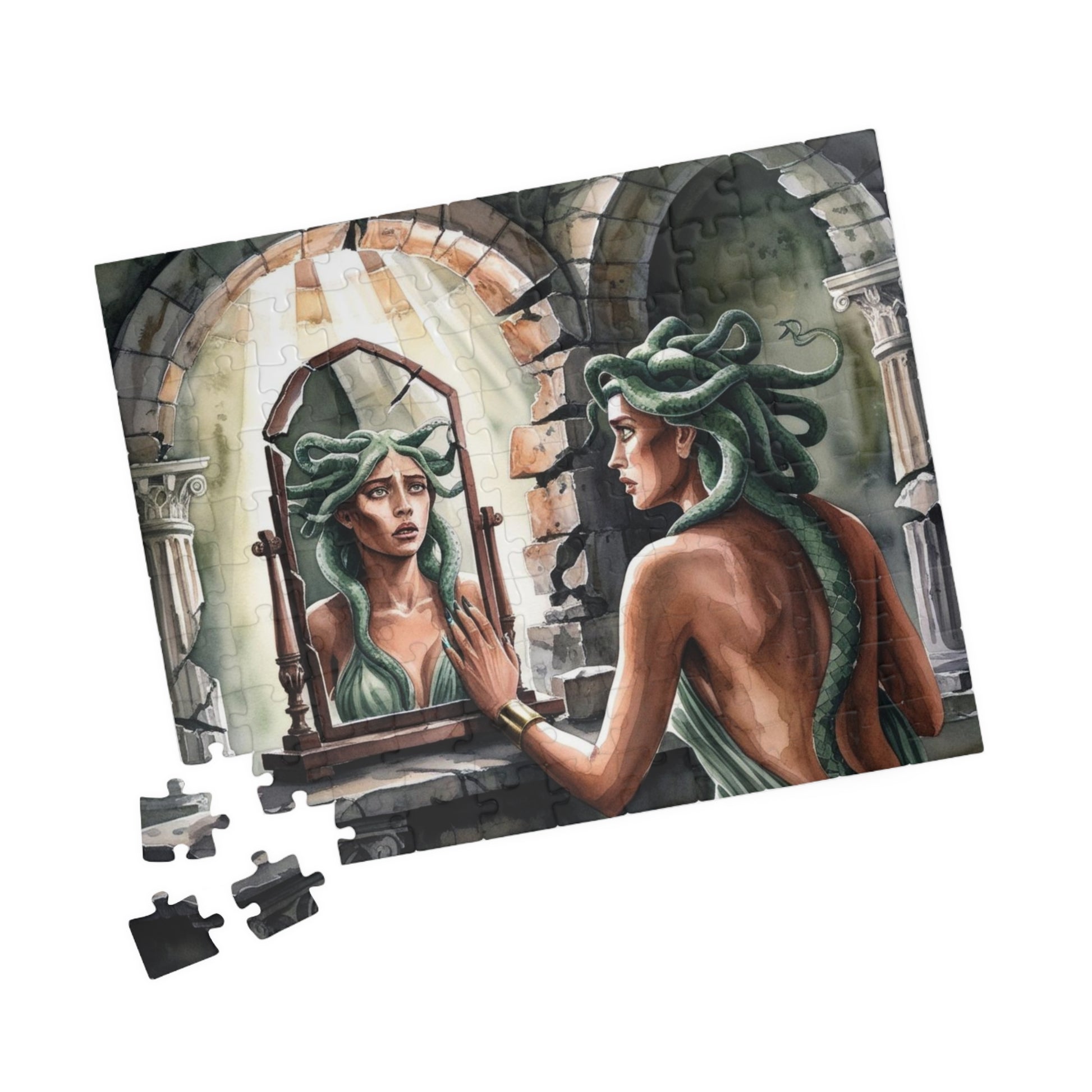 Medusa Stone Lair Jigsaw Puzzle (110, 252, 520, 1014-piece), Greek Mythology Art Game, Mental Challenge Family Activity Entertainment, Hobby Puzzle The Puzzle Chest