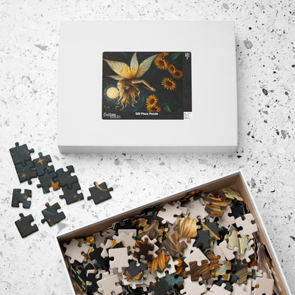 Moonlit Fairy in Sunflower Sky - Ethereal Fantasy Art Jigsaw Puzzle for Solo Fun, Unique Puzzle Lover Gift, Home Decor, Family Activity