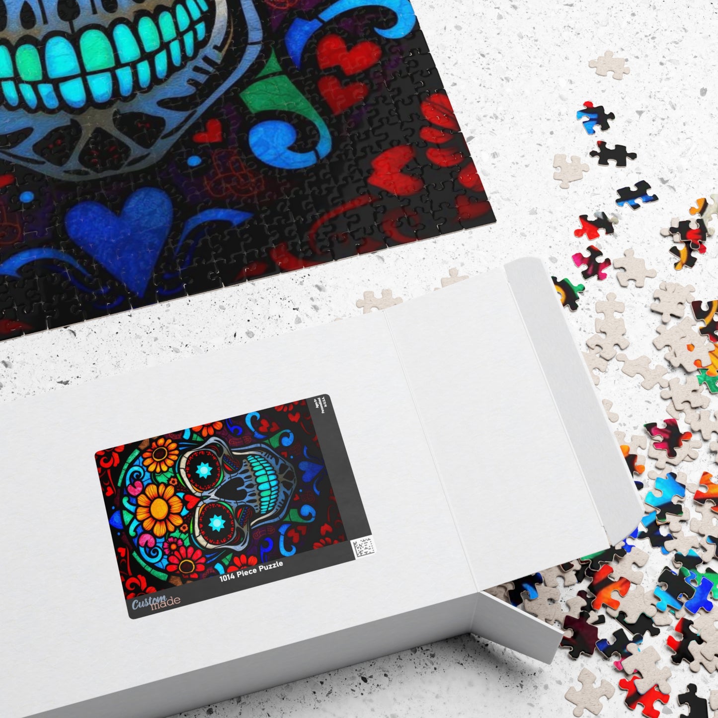 Vibrant Sugar Skull Puzzle - 110/252/520/1014 Pieces, Great Gift for Adults, Day of the Dead Decor, Fun Family Activity, Brain Teaser