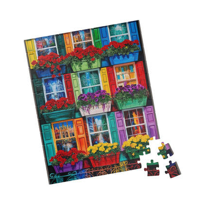 Colorful Flower Window Puzzle, 110/252/520/1014-piece Puzzle, Flower Lover Gift for Friends, Family Game Night, Fun Activity Puzzle The Puzzle Chest