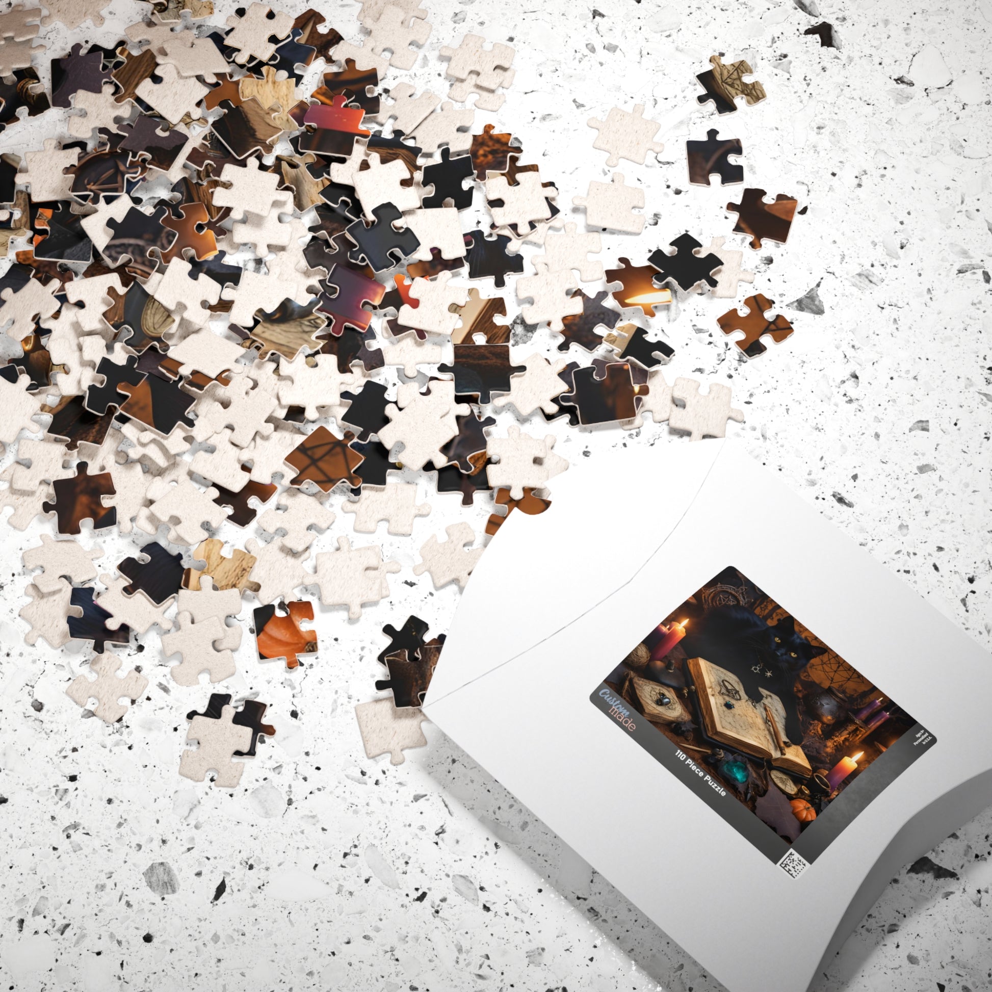 Mystical Black Cat Puzzle, Witch's Familiar and Ancient Spellbook Jigsaw Game, Entertaining Hobby, Mindful Gift for Dark Art Puzzle Lover Puzzle The Puzzle Chest