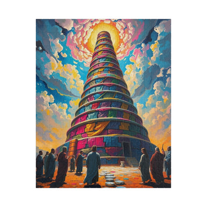 Colorful Tower of Babel Puzzle, Faith Based Jigsaw Game, Mindfulness Activity, Gift for Religious Adult, Challenging Family Fun Brain Teaser