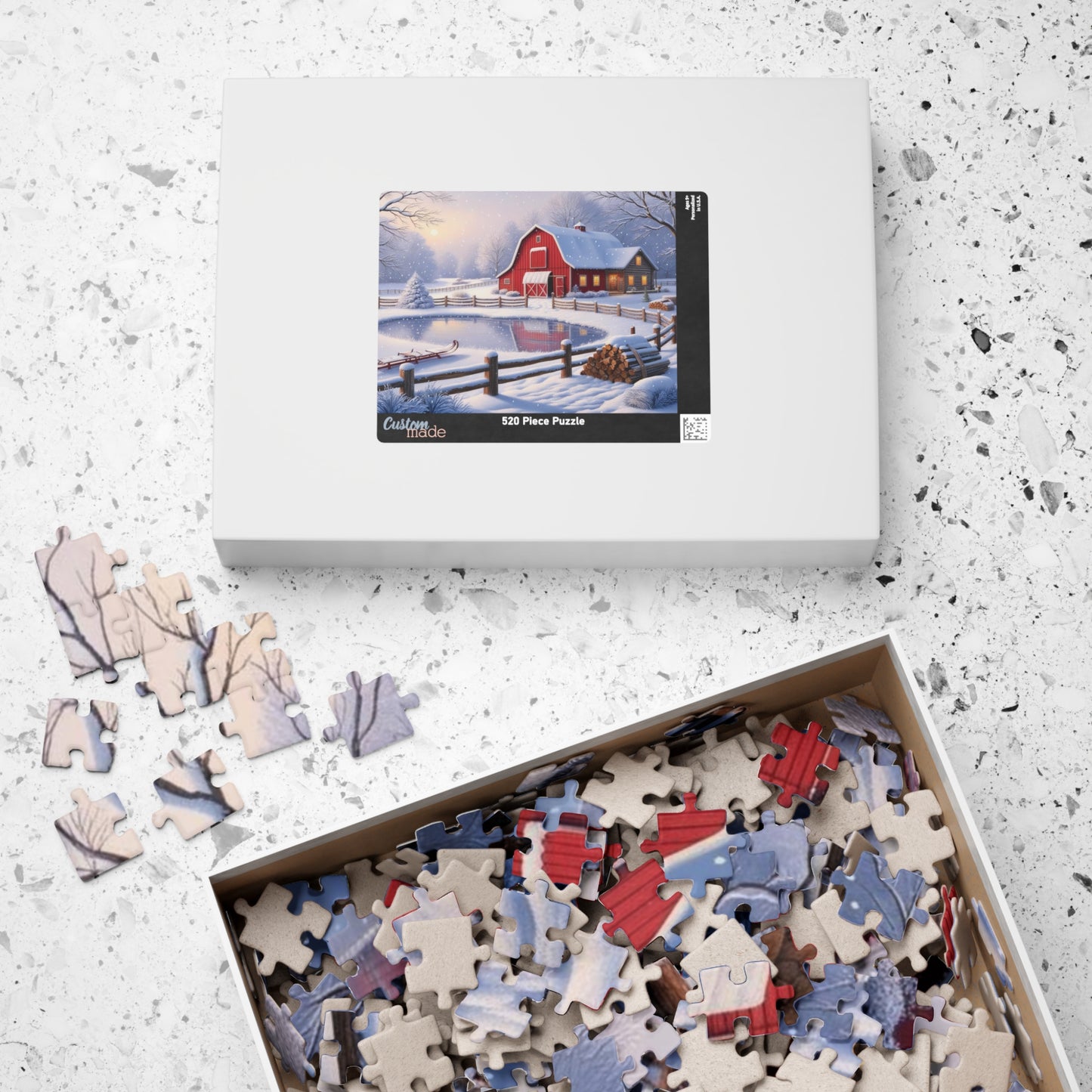 Winter Farmhouse Puzzle, Landscape Jigsaw Game, Perfect for Family Nights, Holiday Fun, Home Decor, Gift for Puzzle Lover, Relaxing Activity Puzzle The Puzzle Chest
