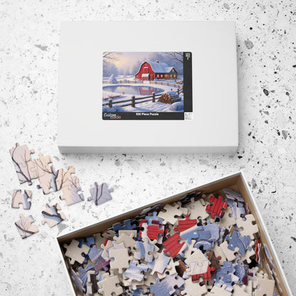 Winter Farmhouse Puzzle, Landscape Jigsaw Game, Perfect for Family Nights, Holiday Fun, Home Decor, Gift for Puzzle Lover, Relaxing Activity Puzzle The Puzzle Chest