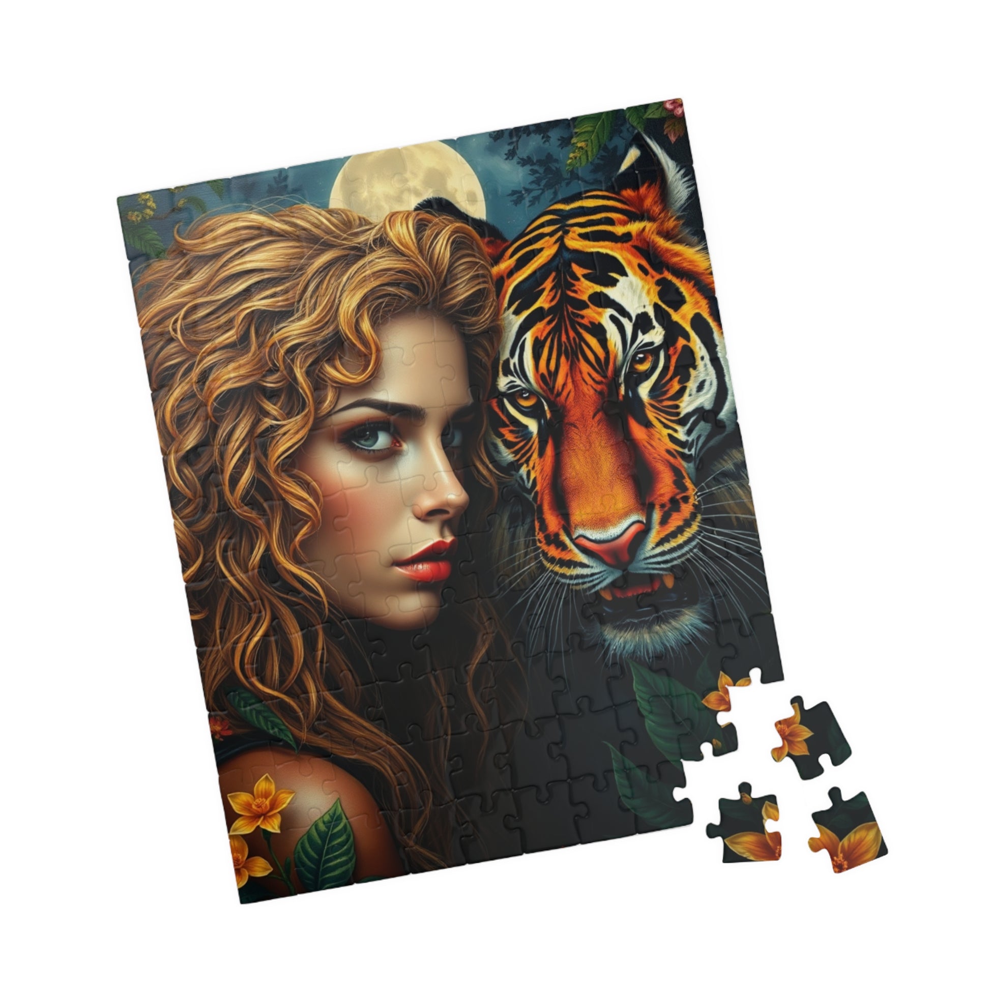 Tiger and Beauty Puzzle, Animal Art Adult Jigsaw Game for Relaxation, Home Entertainment, Creative Gift Idea Nature Lover, Family Game Night Puzzle The Puzzle Chest