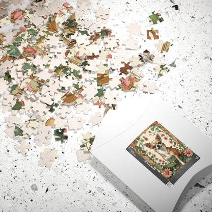 Chihuahua Floral Jigsaw Puzzle, William Morris-inspired 110-1014 Pieces, Fun Playful Intricate Pet Themed Game for Leisure Activity, Hobby