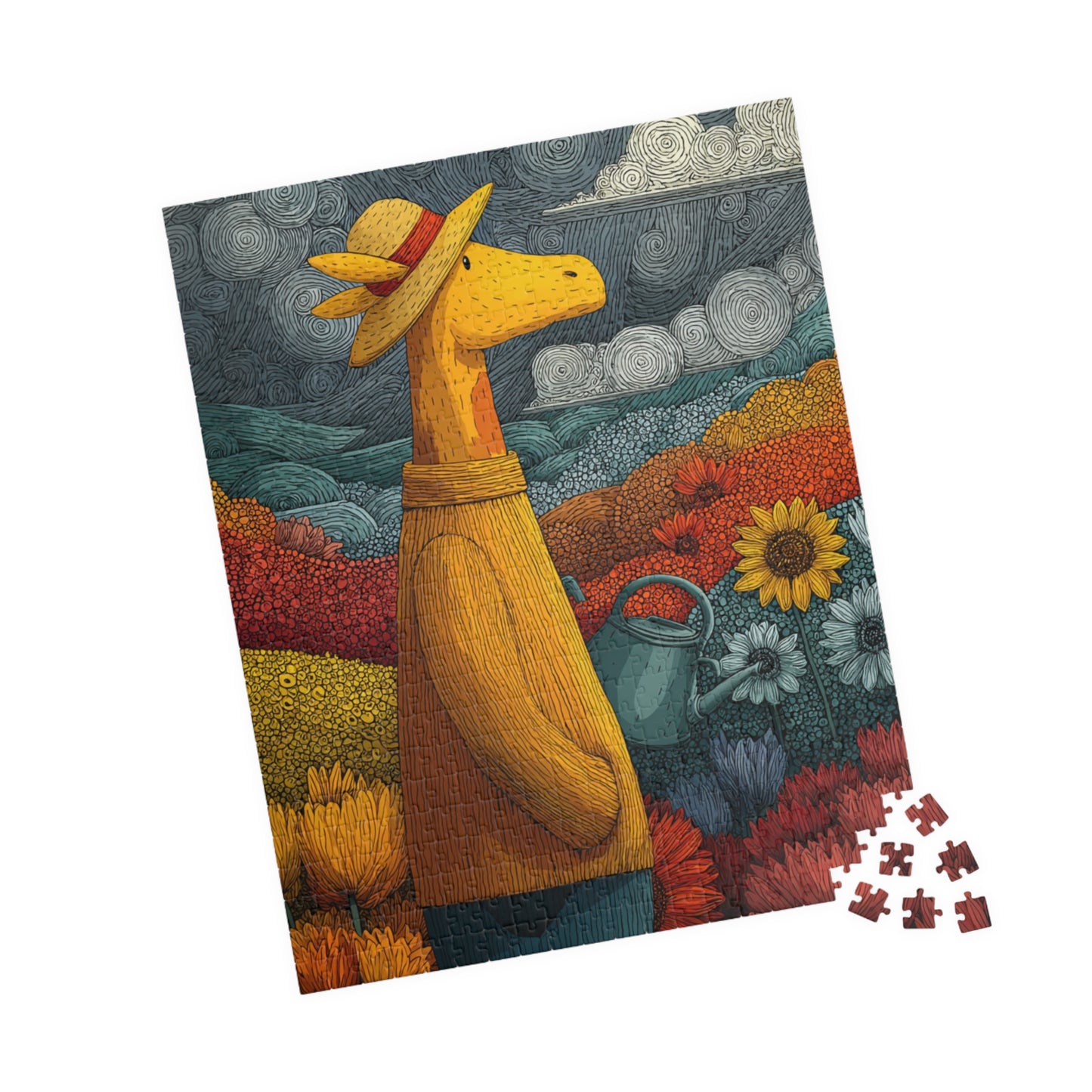 Giraffe Gardener Jigsaw Puzzle, Wildlife Themed Puzzle for Adults and Kids, Family Game, Gift for Animal Lovers 520 pcs (Vertical) Puzzle The Puzzle Chest