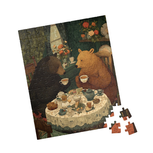 Bear Bash in Retro Style – Mid-Century Tea Party Puzzle for Vintage Lovers, Animal Themed Jigsaw Game 110 pcs (Vertical) Puzzle The Puzzle Chest