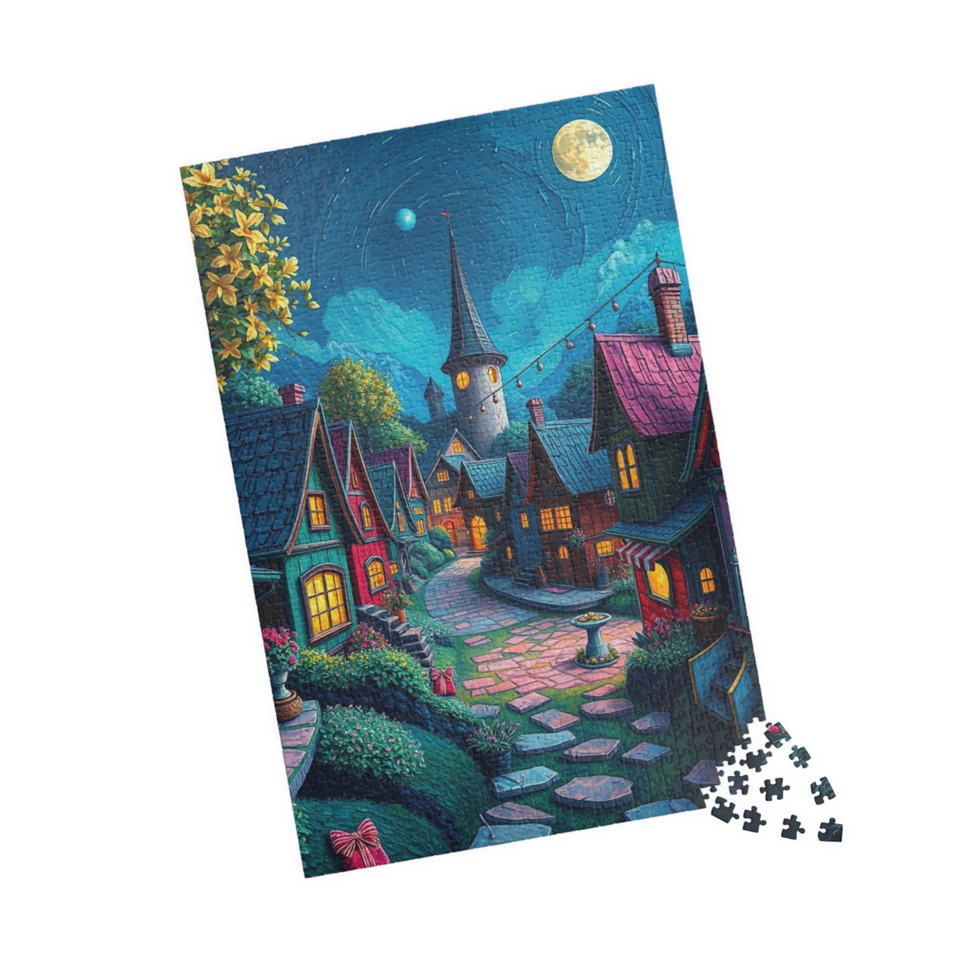 Whimsical Nighttime Village Puzzle - 110, 252, 520, 1014-piece, Ideal for Family Game Night, Mental Exercise, Gift for Puzzle Lovers The Puzzle Chest