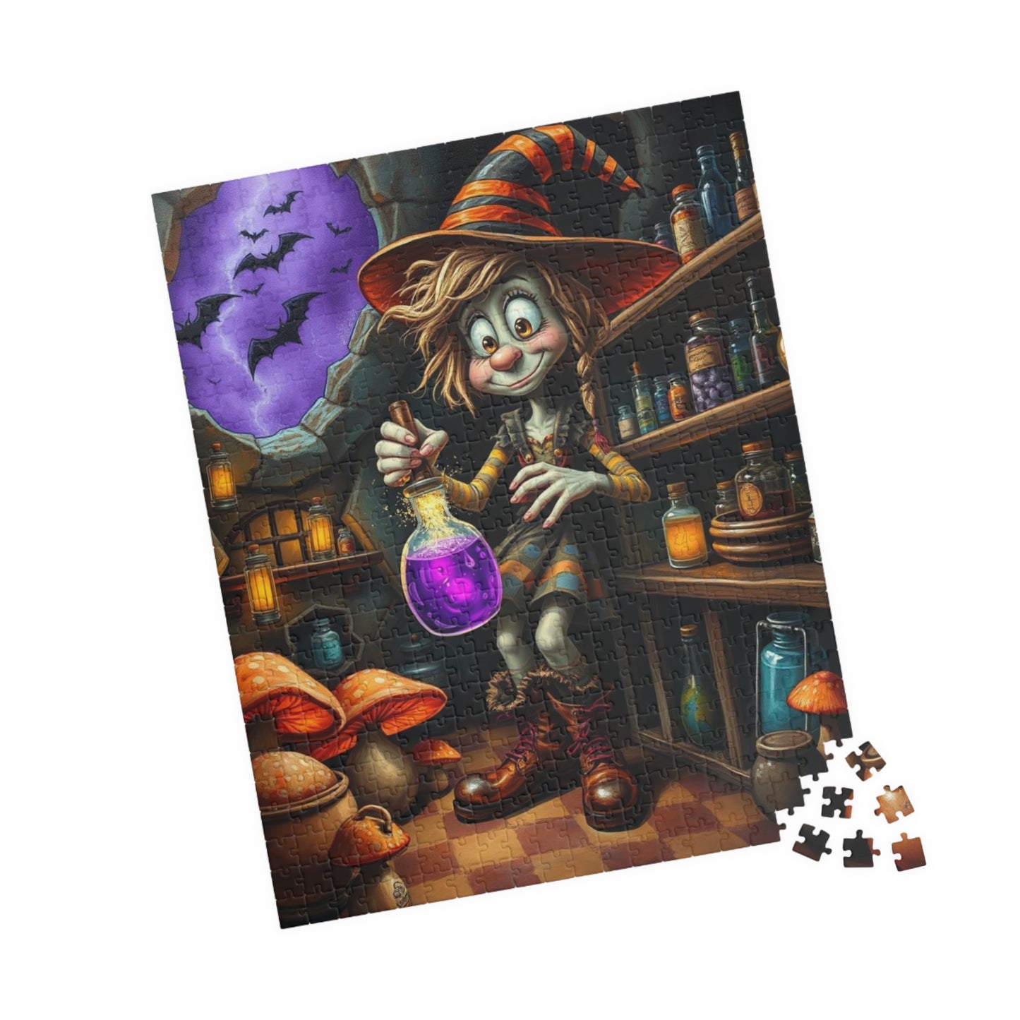Witchy Potion Jigsaw Puzzle, Halloween Gift for Puzzle Lover, Indoor Adult Mindful Activity, Family or Solo Fun, Seasonal Home Decor