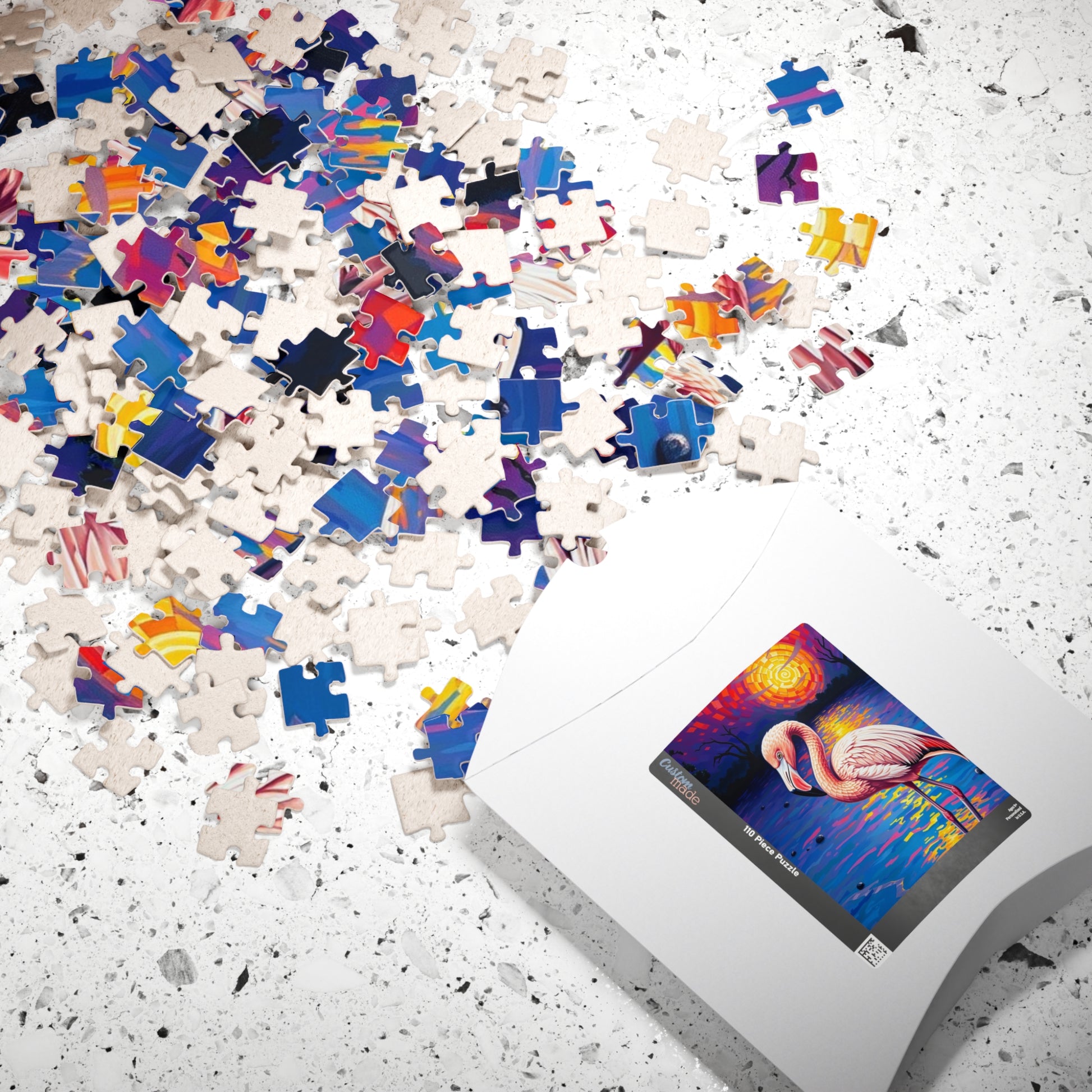 Flamingo Sunset Mosaic Jigsaw Puzzle, 110-1014 Piece, Fun Family Activity, Creative Hobby, Educational Game, Gift for Bird Lovers Puzzle The Puzzle Chest