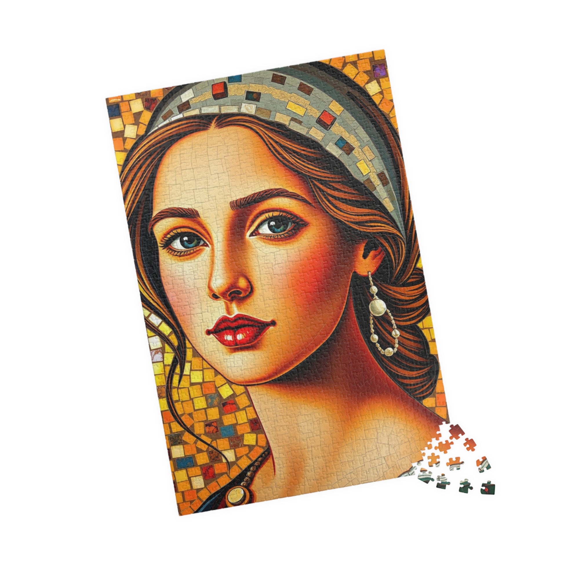 Mosaic Portrait Renaissance Woman Puzzle - 110, 252, 520, 1014-piece | Decorative Gift for Art Lover, Family or Solo Fun, Unique Collectible Puzzle The Puzzle Chest