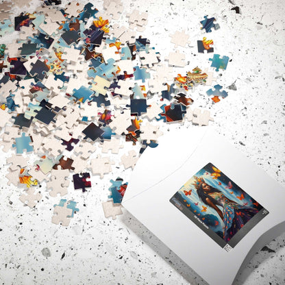 Spirit of the Waterfall Princess Puzzle - Dreamy African Princess Fantasy Jigsaw with Rainbow Mist Puzzle The Puzzle Chest