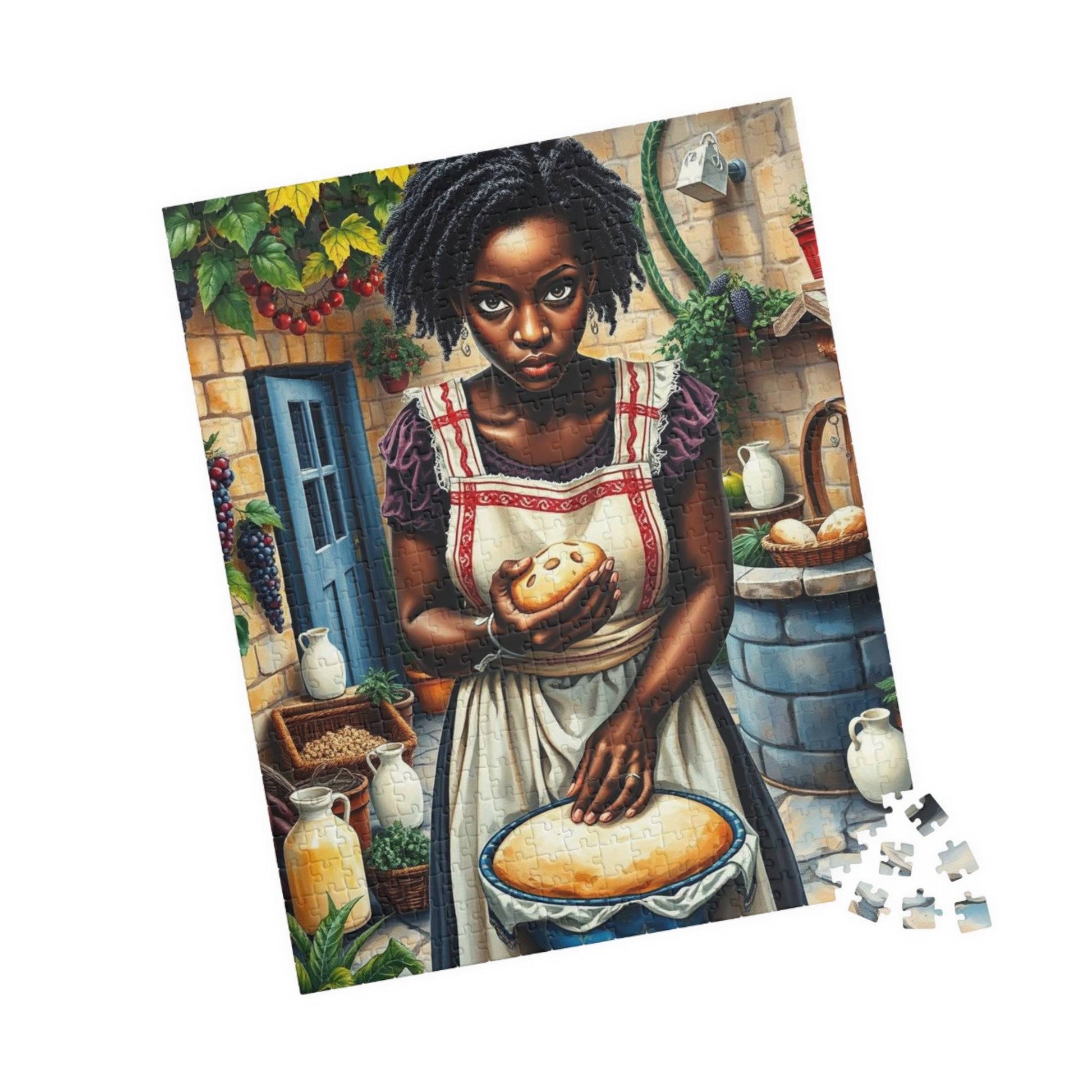 Country Kitchen Jigsaw Puzzle – Black Woman Baking Bread, Afrocentric Gift for Indoor Activity, Family Fun, Holiday or Birthday 520 pcs (Vertical) Puzzle The Puzzle Chest
