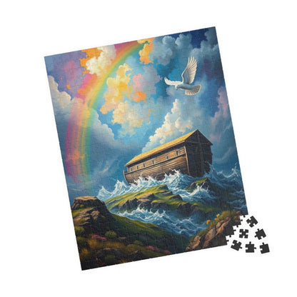 Noah's Ark Puzzle, Religious Jigsaw Game, Christian Art Puzzle, Fun Family Activity, Home Entertainment, Faith Based Gift for Kid and Adult