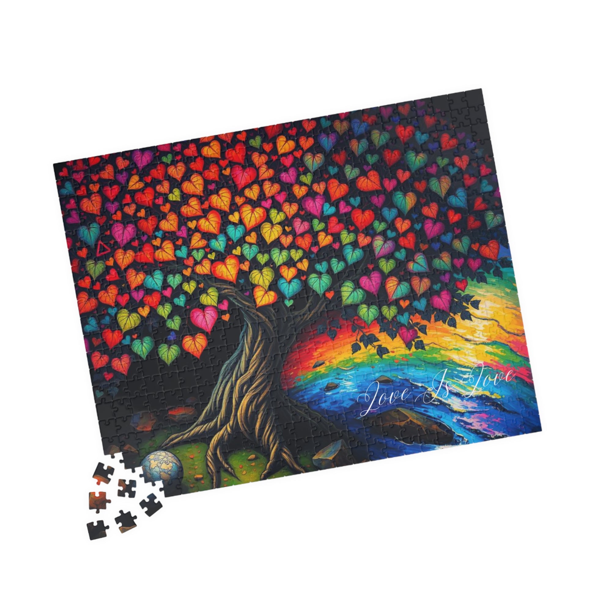Tree of Pride Jigsaw Puzzle, Rainbow Heart Tree Puzzle, LGBTQ+ Art, Colorful Family Game, Pride Month Gift for Adult Indoor Entertainment Puzzle The Puzzle Chest