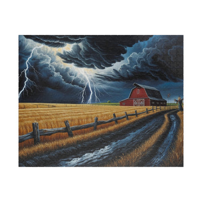 Stormy Barn Scene Puzzle | Relaxing Home Activity, Farmhouse Decor, Family Game Night, Nature Lover Gift, Rainy Day Fun 520 pcs (Horizontal) Puzzle The Puzzle Chest