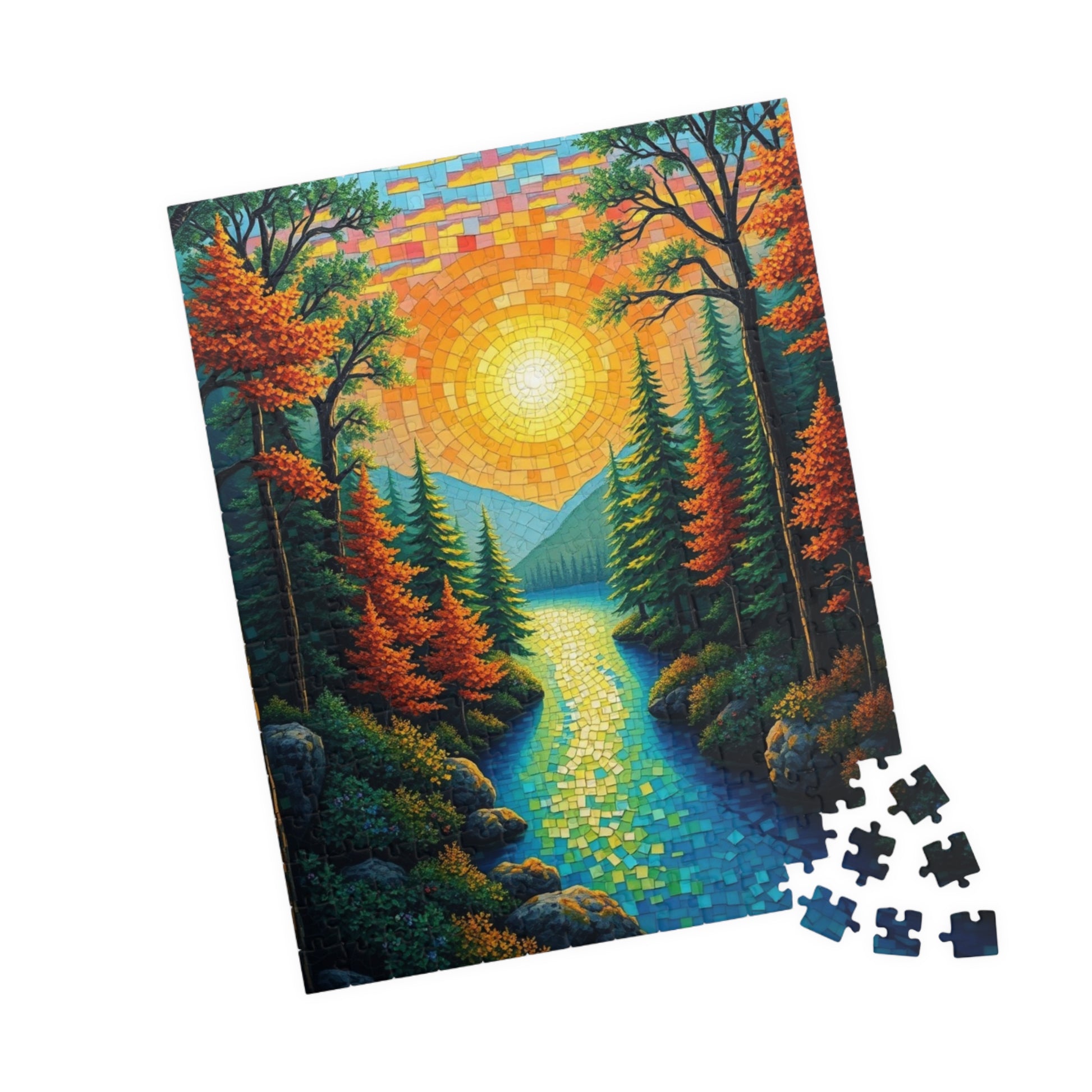 Nature-Inspired Mosaic Landscape Jigsaw Puzzle for Relaxation and Fun, Scenic Autumn Adventure, Best Gift for Family, Friends, Holidays Puzzle The Puzzle Chest
