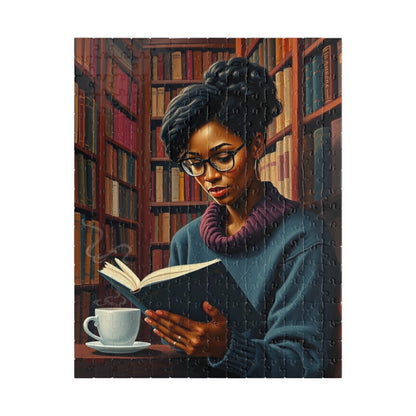 Cozy Afrocentric Reading Puzzle - Black Woman Studying, Perfect Gift for Book Lovers, Relaxing Moments, Family or Solo Fun, Indoor Activity 252 pcs (Vertical) Puzzle The Puzzle Chest