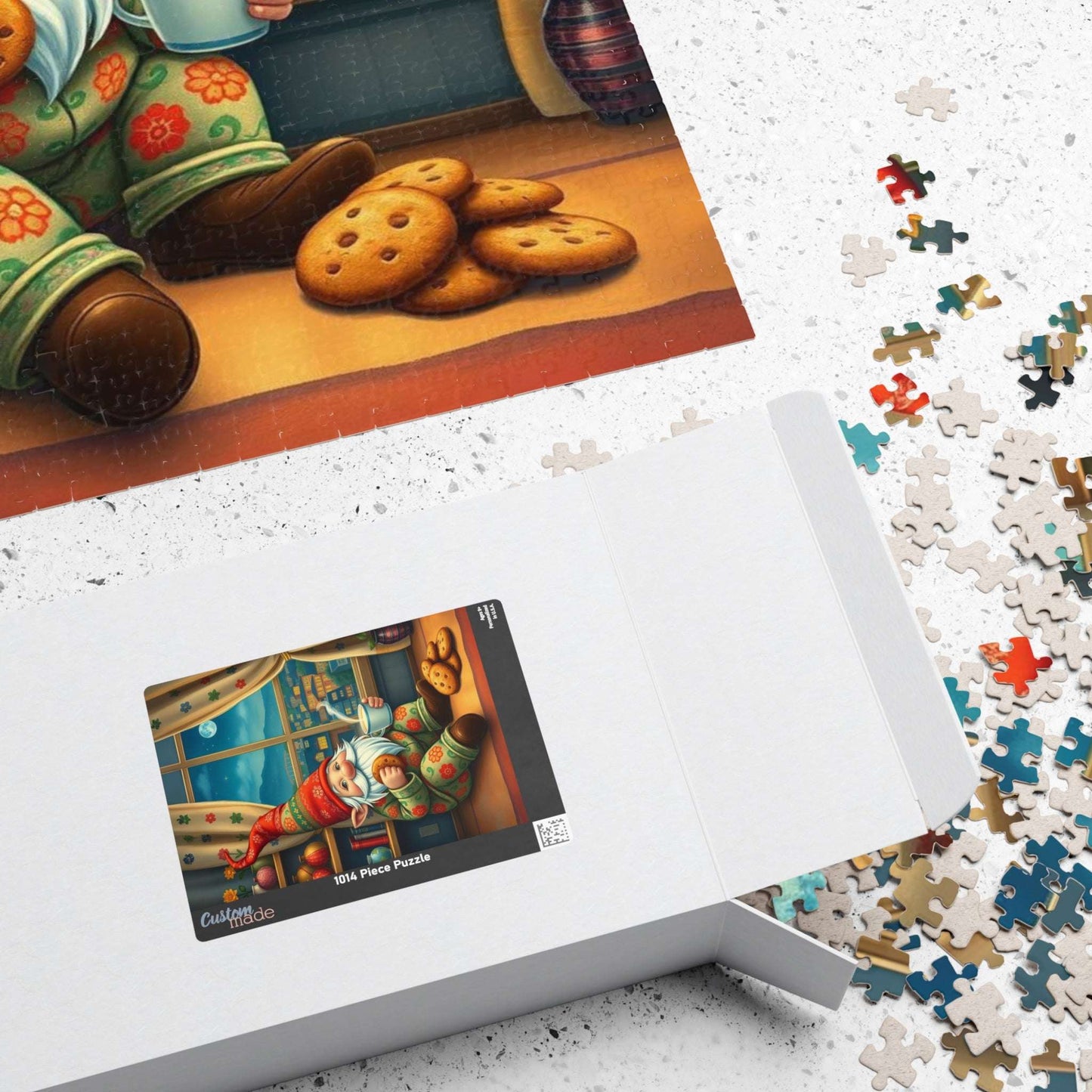 Gnome at Midnight Snack – Milk and Cookies Folk Art Jigsaw Puzzle Puzzle The Puzzle Chest