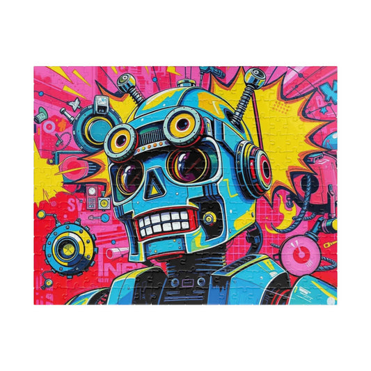 Whimsical Robot Puzzle, Colorful Pop Art Puzzle for Adults, Fun Gift for Family Game Night, Creative Birthday Holiday Gift Idea 252 pcs (Horizontal) Puzzle The Puzzle Chest
