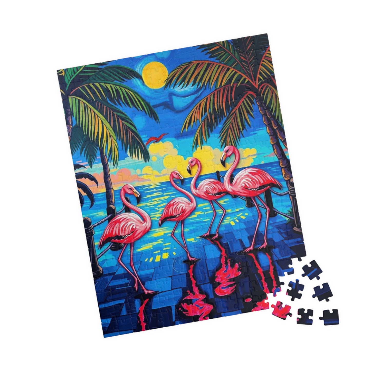 Flamingo Fiesta Jigsaw Puzzle, Tropical Summer Puzzle with Dancing Flamingos, 110-1014 Pieces Beach Scene, Family Game Gift for Puzzle Lover Puzzle The Puzzle Chest