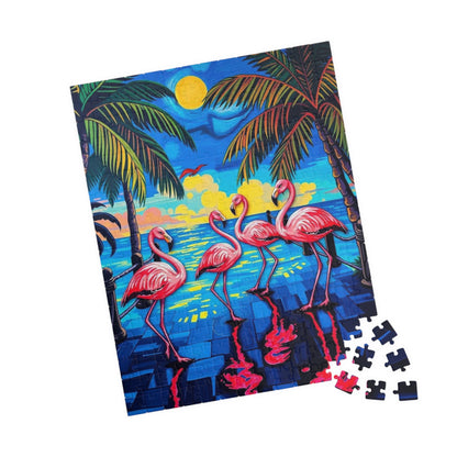 Flamingo Fiesta Jigsaw Puzzle, Tropical Summer Puzzle with Dancing Flamingos, 110-1014 Pieces Beach Scene, Family Game Gift for Puzzle Lover Puzzle The Puzzle Chest