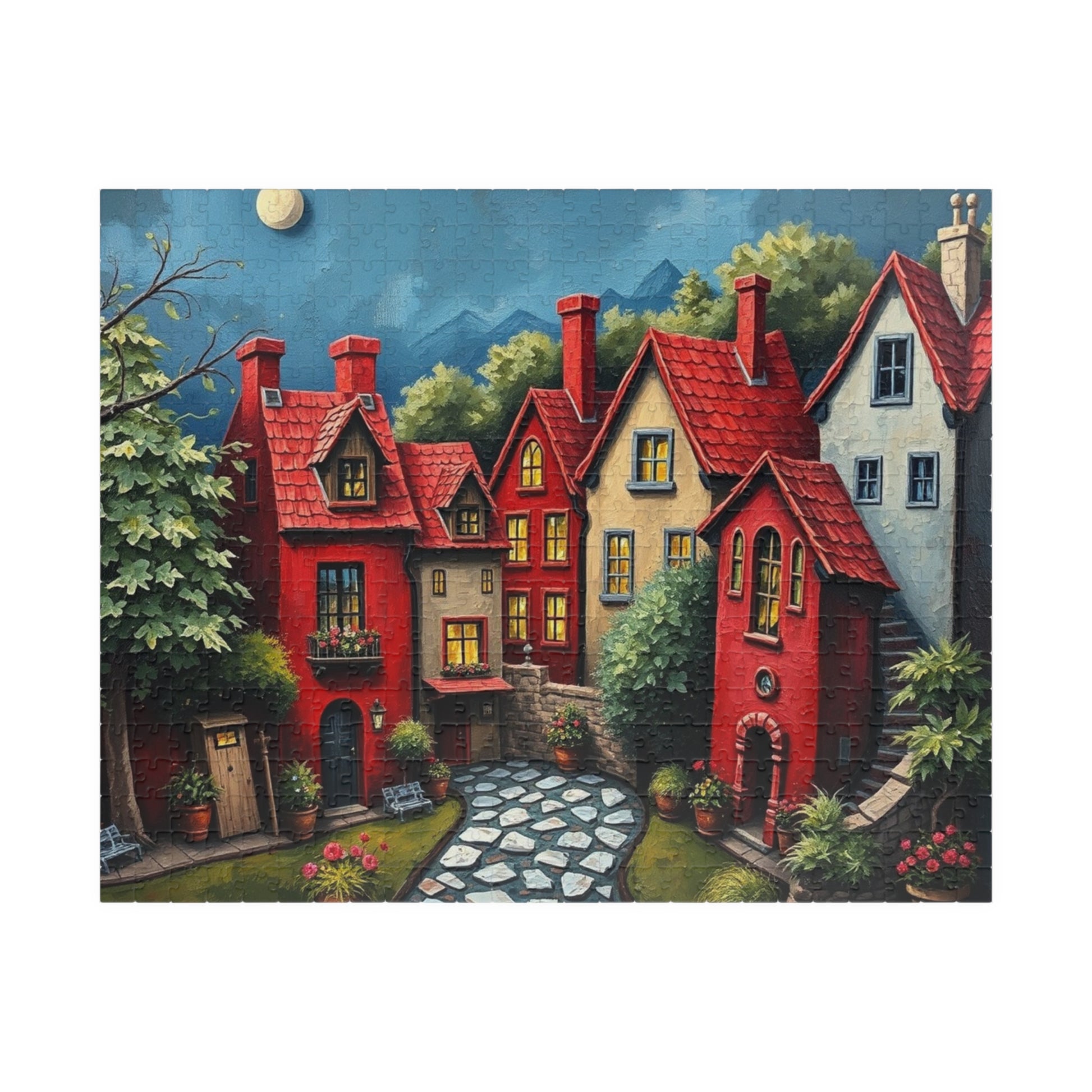 Adorable 3D Village Jigsaw Puzzle for Adults, 110, 252, 520, 1014-piece, Colorful and Cozy Town, Game for Puzzle Enthusiasts, Gift 520 pcs (Horizontal) The Puzzle Chest