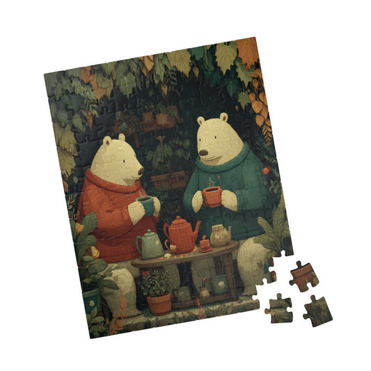 Botanical Bear Tea Party – Nature Loving Bears with Plants Jigsaw Game 110 pcs (Vertical) Puzzle The Puzzle Chest